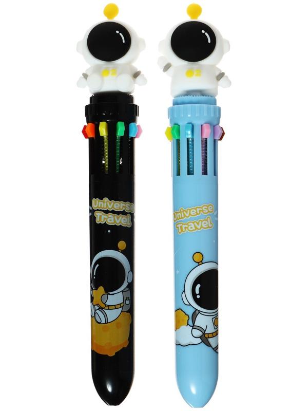 Ручка шариковая автоматическая 10-ти цветная, стержень 0,7мм, АстронавтМИКС