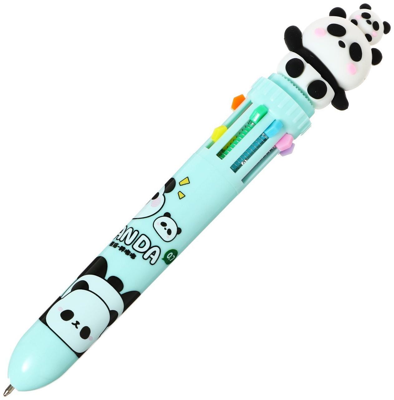 Ручка шариковая автоматическая 10-ти цветная, стержень 0,7мм, Панда МИКС