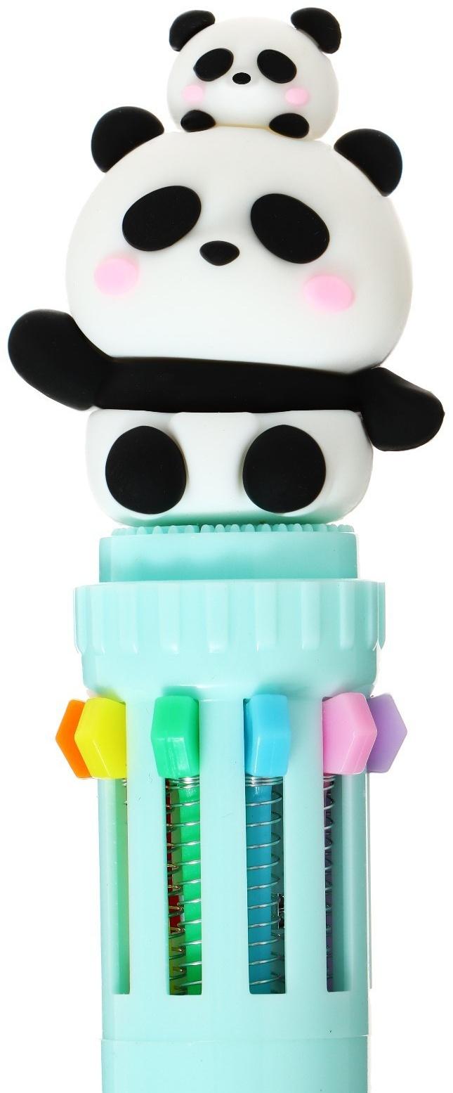 Ручка шариковая автоматическая 10-ти цветная, стержень 0,7мм, Панда МИКС