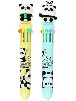 Ручка шариковая автоматическая 10-ти цветная, стержень 0,7мм, Панда МИКС