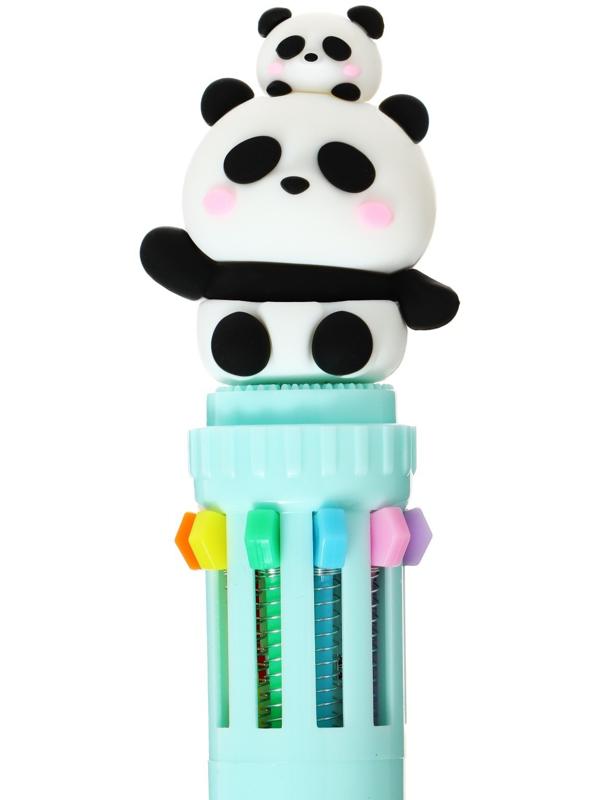 Ручка шариковая автоматическая 10-ти цветная, стержень 0,7мм, Панда МИКС