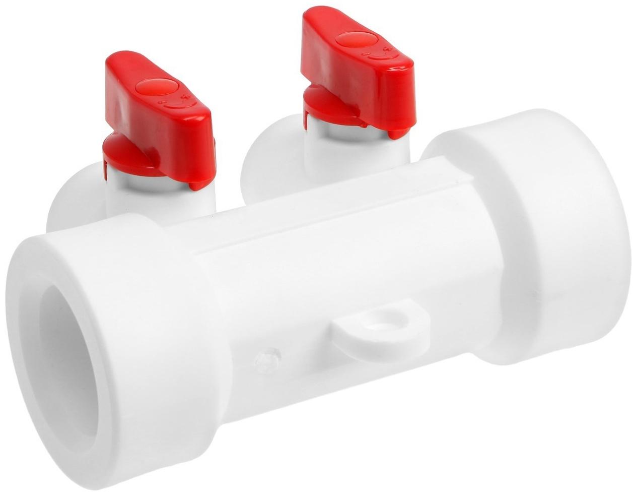 Коллектор OTMO P-F32*2, d=32 мм, 2 выхода, с кранами, полипропиленовый