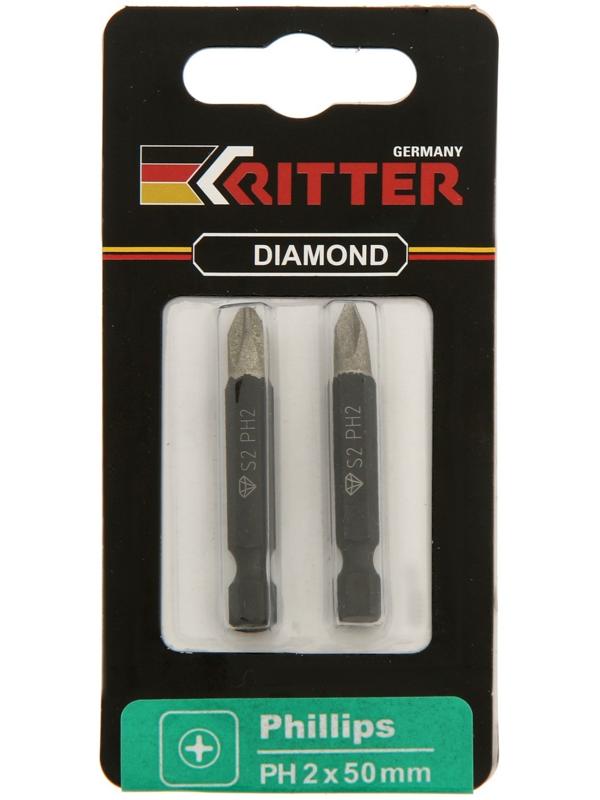 Бита Ritter Diamond PS20112055, алмазное покрытие, сталь S2, PH2 х 50 мм, по 2 шт.