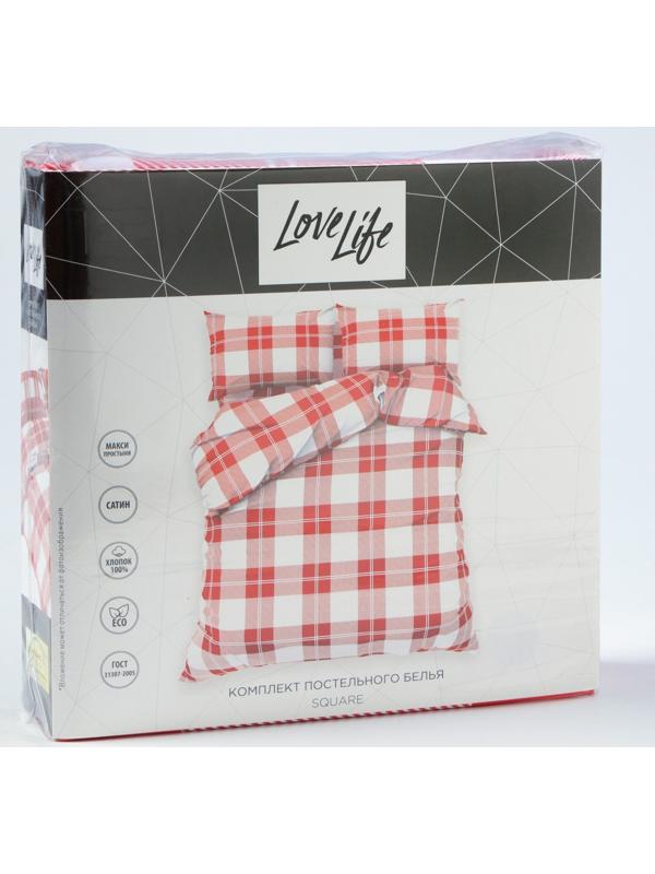 Постельное бельё LoveLife евро Square 200х217см, 225х240см, 50х70см-2шт, 100%хлопок, сатин