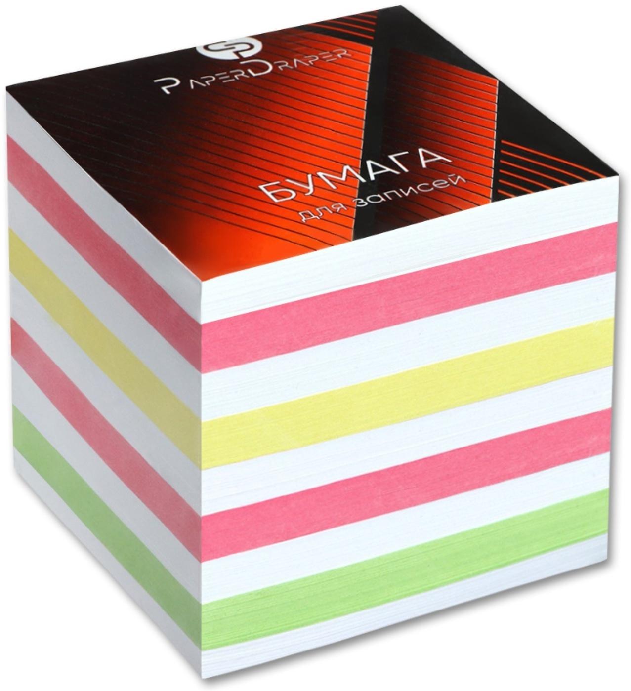 Блок бумаги для записей на склейке, 9 х 9 х 9, 3 цвета: пастель 80г/м2, белая 65г/м2, белизна 92%