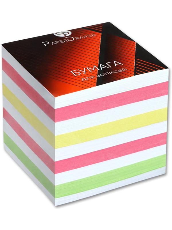 Блок бумаги для записей на склейке, 9 х 9 х 9, 3 цвета: пастель 80г/м2, белая 65г/м2, белизна 92%