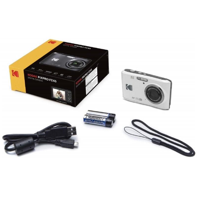 Фотоаппарат Kodak FZ45 White, 4-х кратный опт зум, 16Мп, питание АА