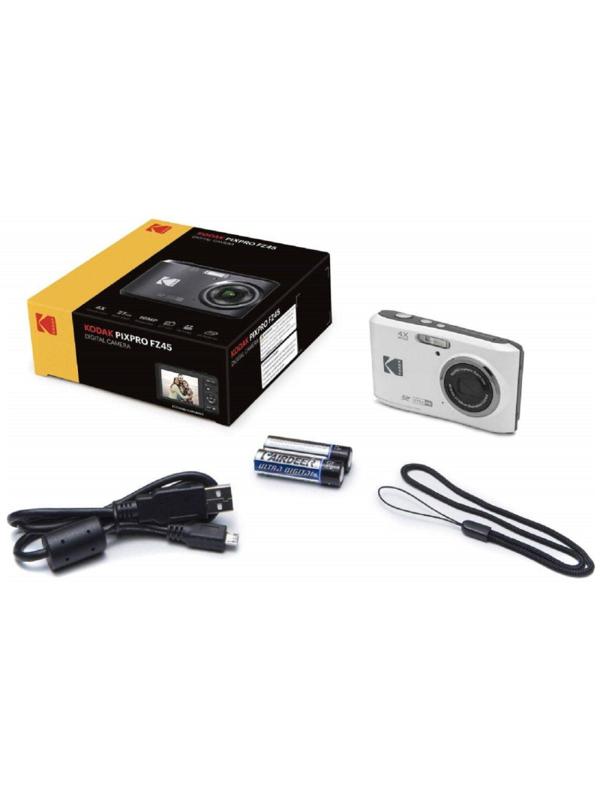 Фотоаппарат Kodak FZ45 White, 4-х кратный опт зум, 16Мп, питание АА