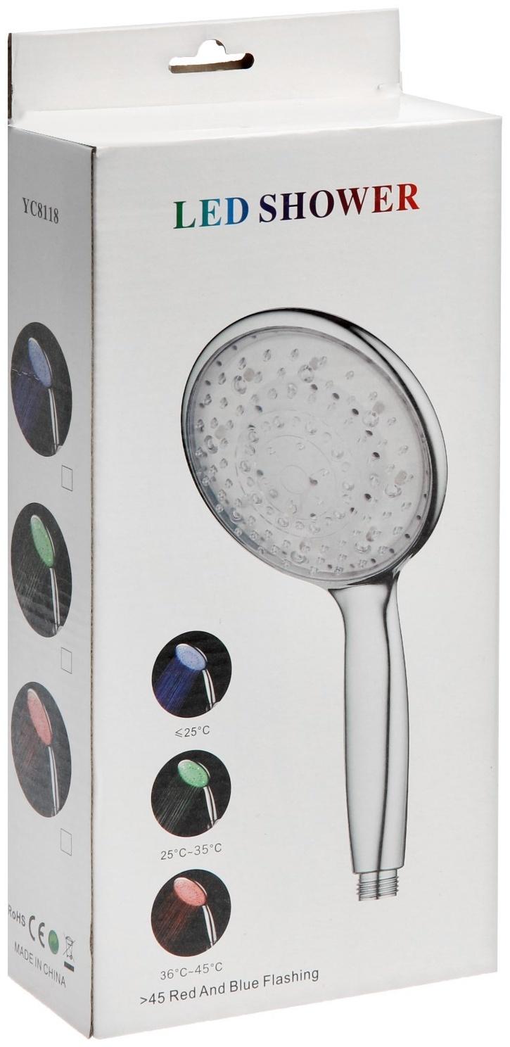 Душевая лейка ZEIN, с LED подсветкой, 1 цвет: зеленый, пластик, цвет хром