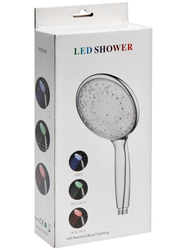 Душевая лейка ZEIN, с LED подсветкой, 1 цвет: зеленый, пластик, цвет хром