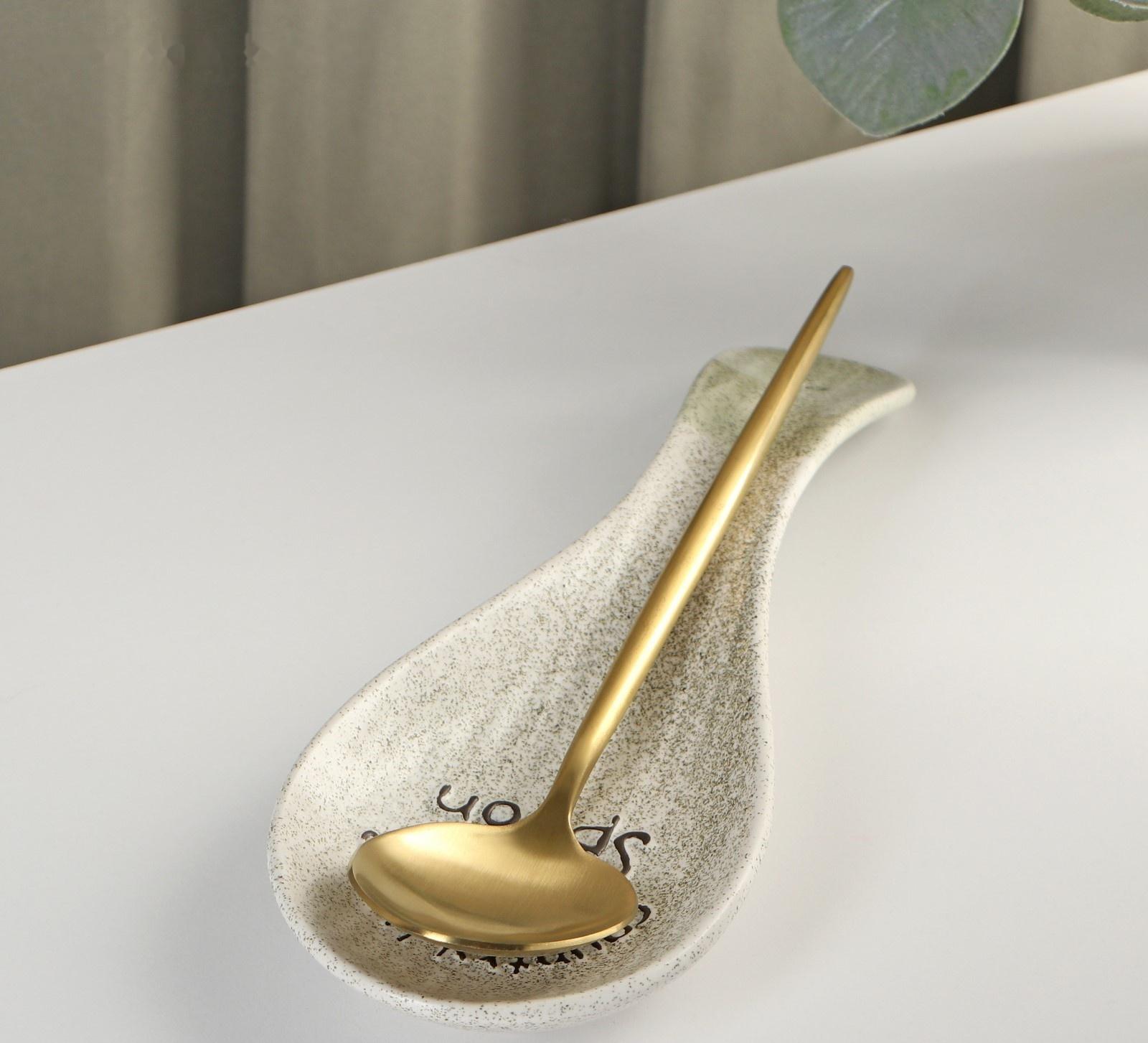 Подставка под ложку керамическая «Домик в деревне», 23×8,5×2,5 см