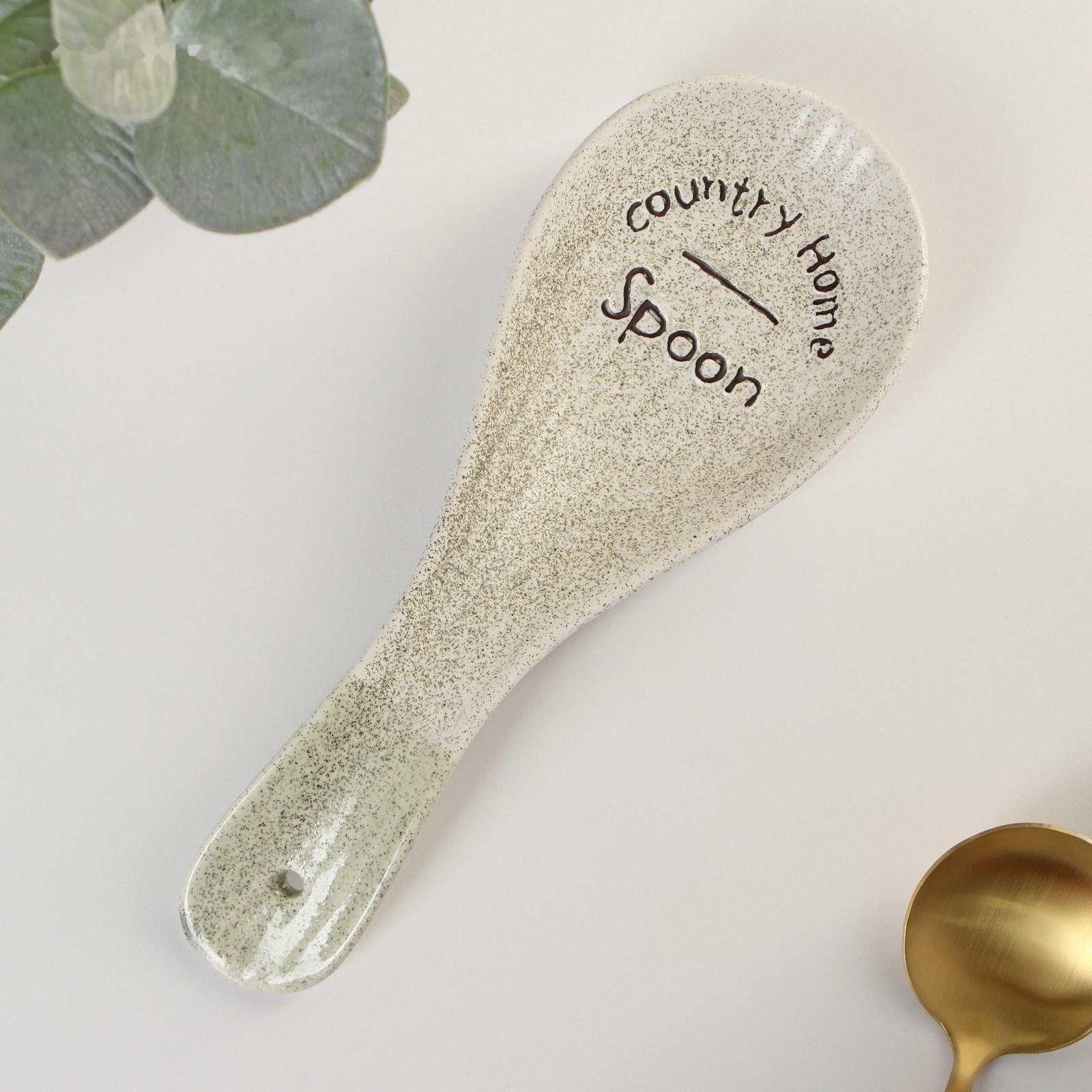 Подставка под ложку керамическая «Домик в деревне», 23×8,5×2,5 см