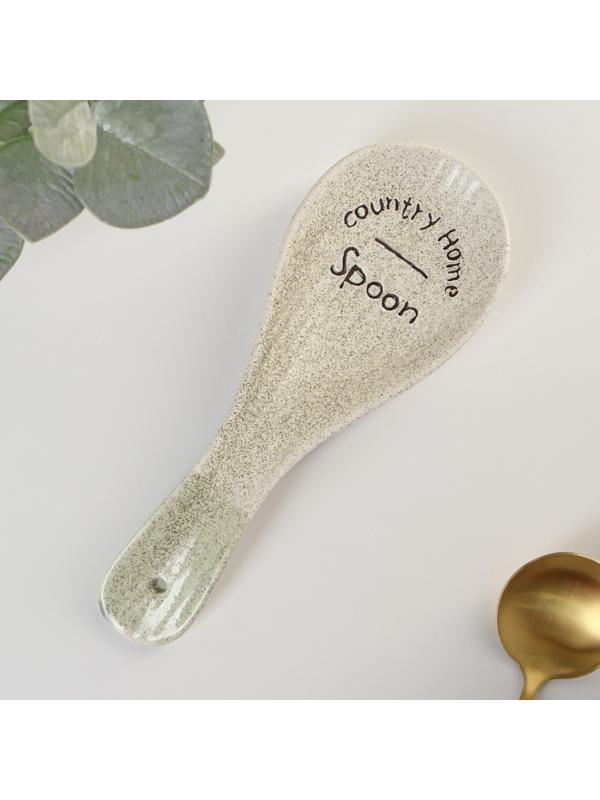 Подставка под ложку керамическая «Домик в деревне», 23×8,5×2,5 см