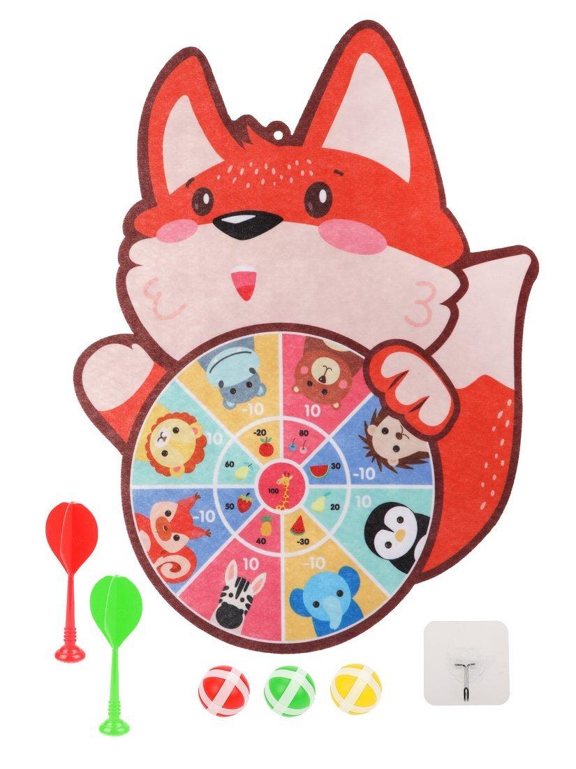 Дартс детский на липучках Moby Kids Лисичка. Поле 23 см., 2 дротика и 3 шарика