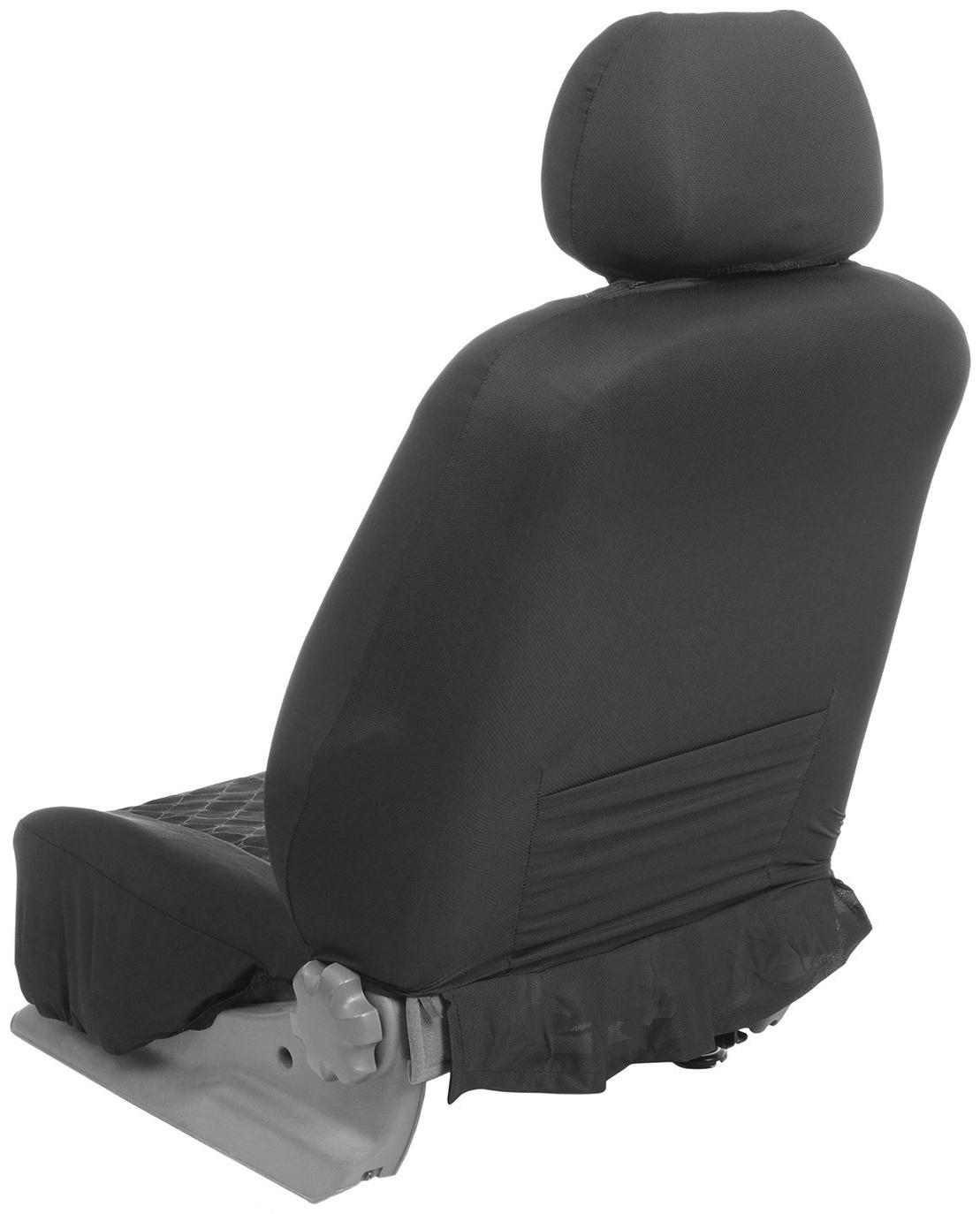 Авточехлы TORSO Premium, 11 предметов, белая строчка