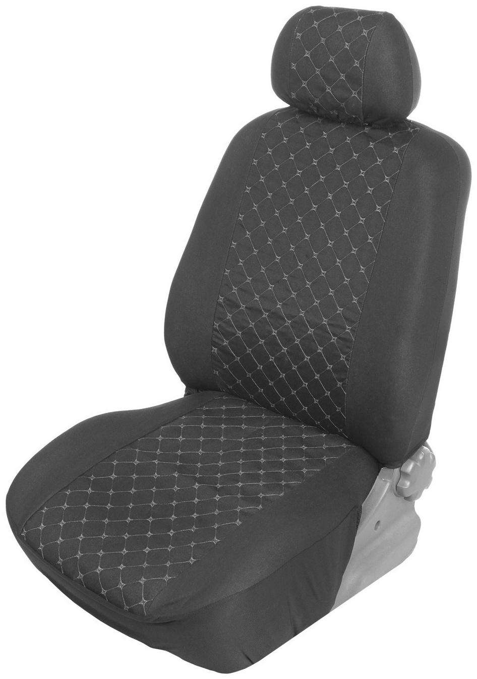 Авточехлы TORSO Premium, 11 предметов, белая строчка