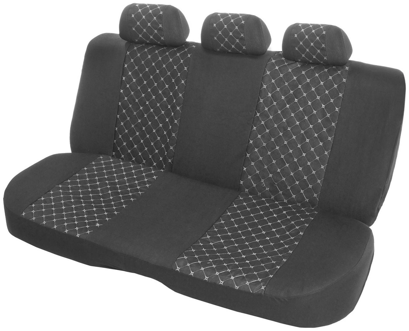 Авточехлы TORSO Premium, 11 предметов, белая строчка