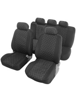 Авточехлы TORSO Premium, 11 предметов, белая строчка