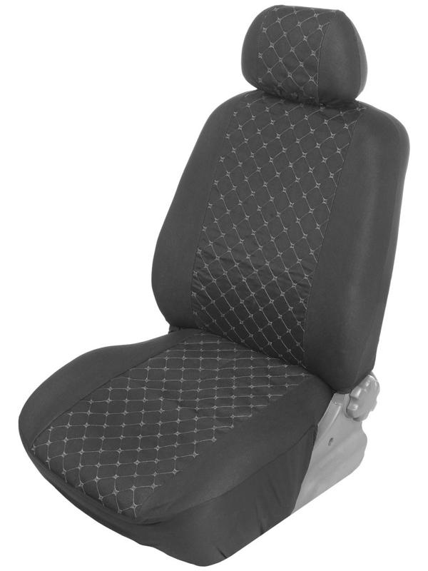 Авточехлы TORSO Premium, 11 предметов, белая строчка