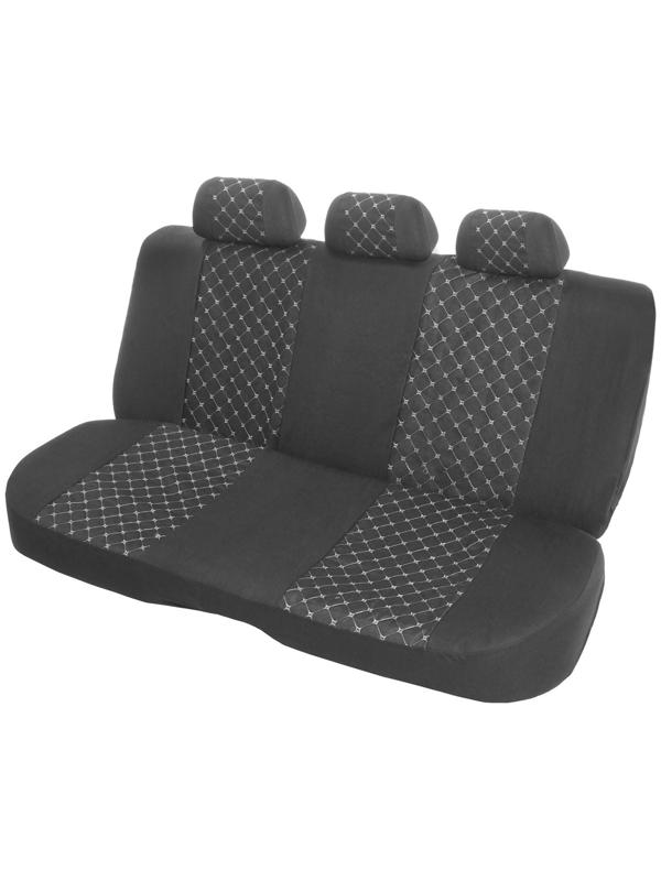 Авточехлы TORSO Premium, 11 предметов, белая строчка