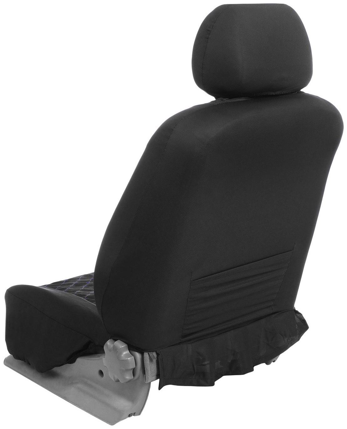 Авточехлы TORSO Premium 11 предметов, синяя строчка