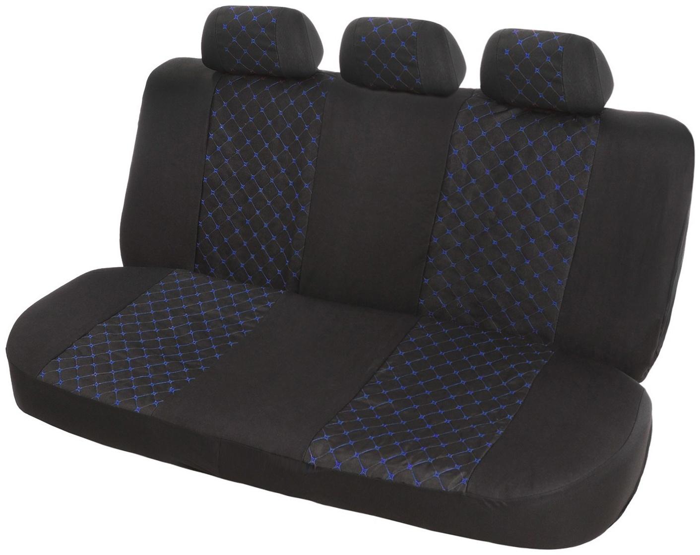 Авточехлы TORSO Premium 11 предметов, синяя строчка