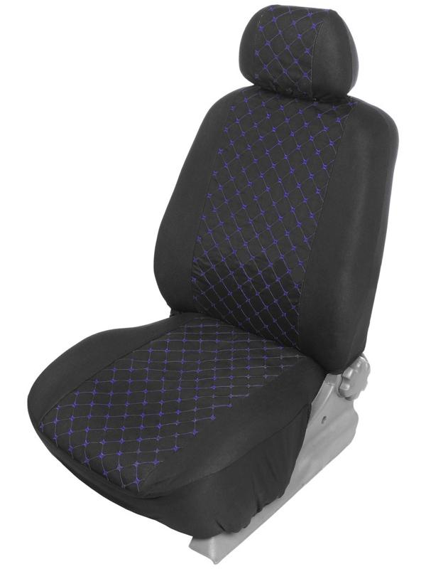 Авточехлы TORSO Premium 11 предметов, синяя строчка