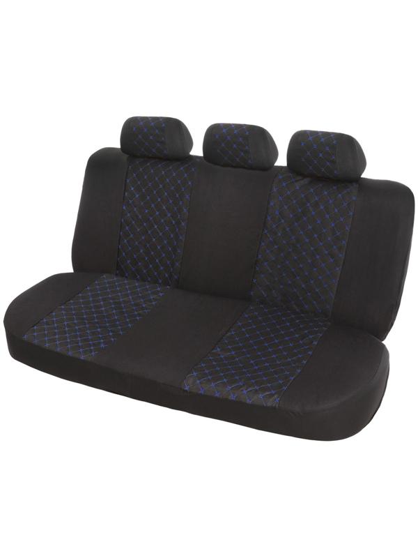 Авточехлы TORSO Premium 11 предметов, синяя строчка