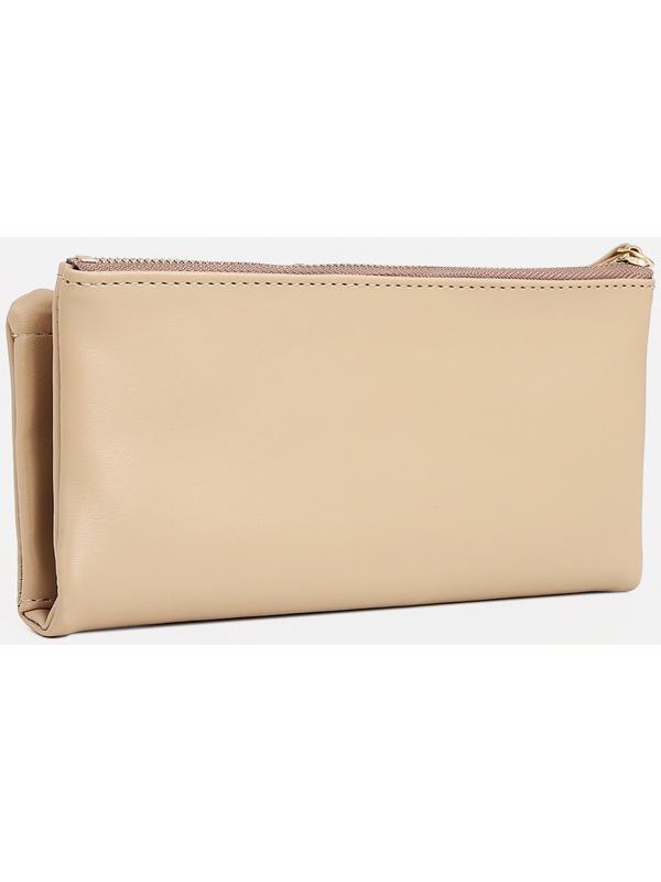 Кошелёк женский на кнопке, для карт, для монет, цвет бежевый