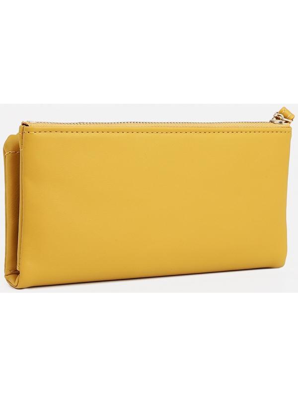 Кошелёк женский на кнопке, для карт, для монет, цвет жёлтый