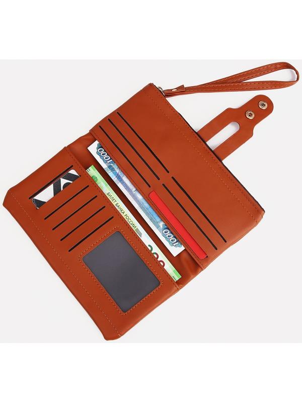 Кошелёк женский на кнопке, для карт, для монет, цвет рыжий