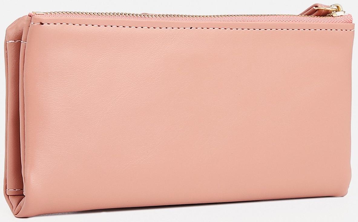 Кошелёк женский на кнопке, для карт, для монет, цвет розовый