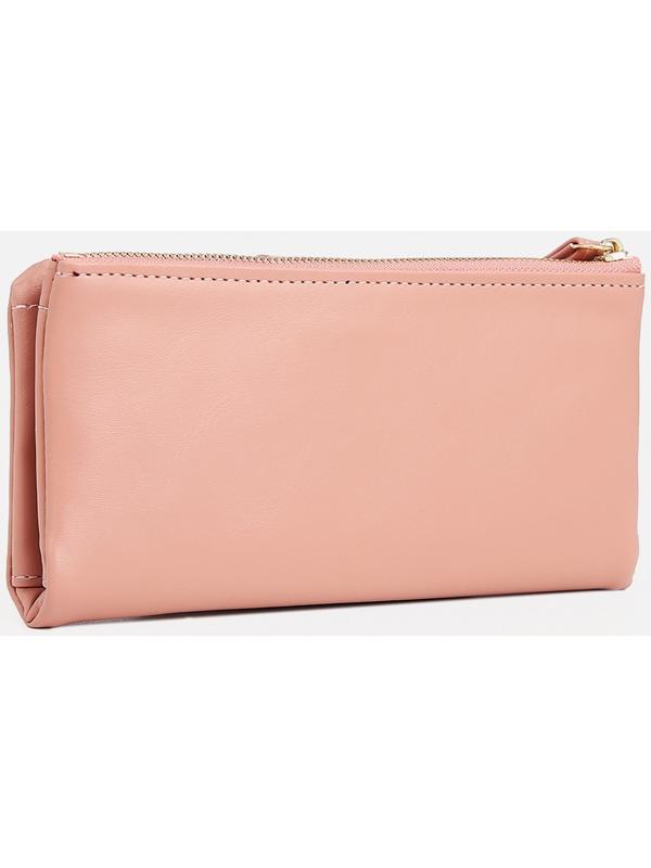 Кошелёк женский на кнопке, для карт, для монет, цвет розовый