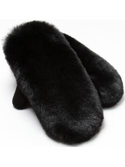 Варежки на иск.меху MINAKU объемные 23 см черный