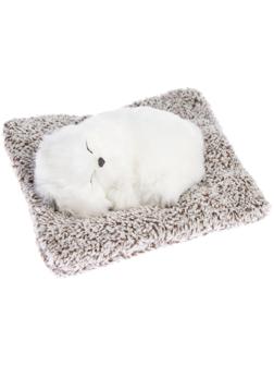 Игрушка на панель авто, собака на подушке, белый окрас