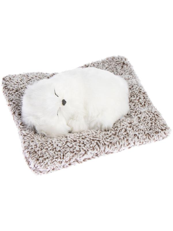 Игрушка на панель авто, собака на подушке, белый окрас