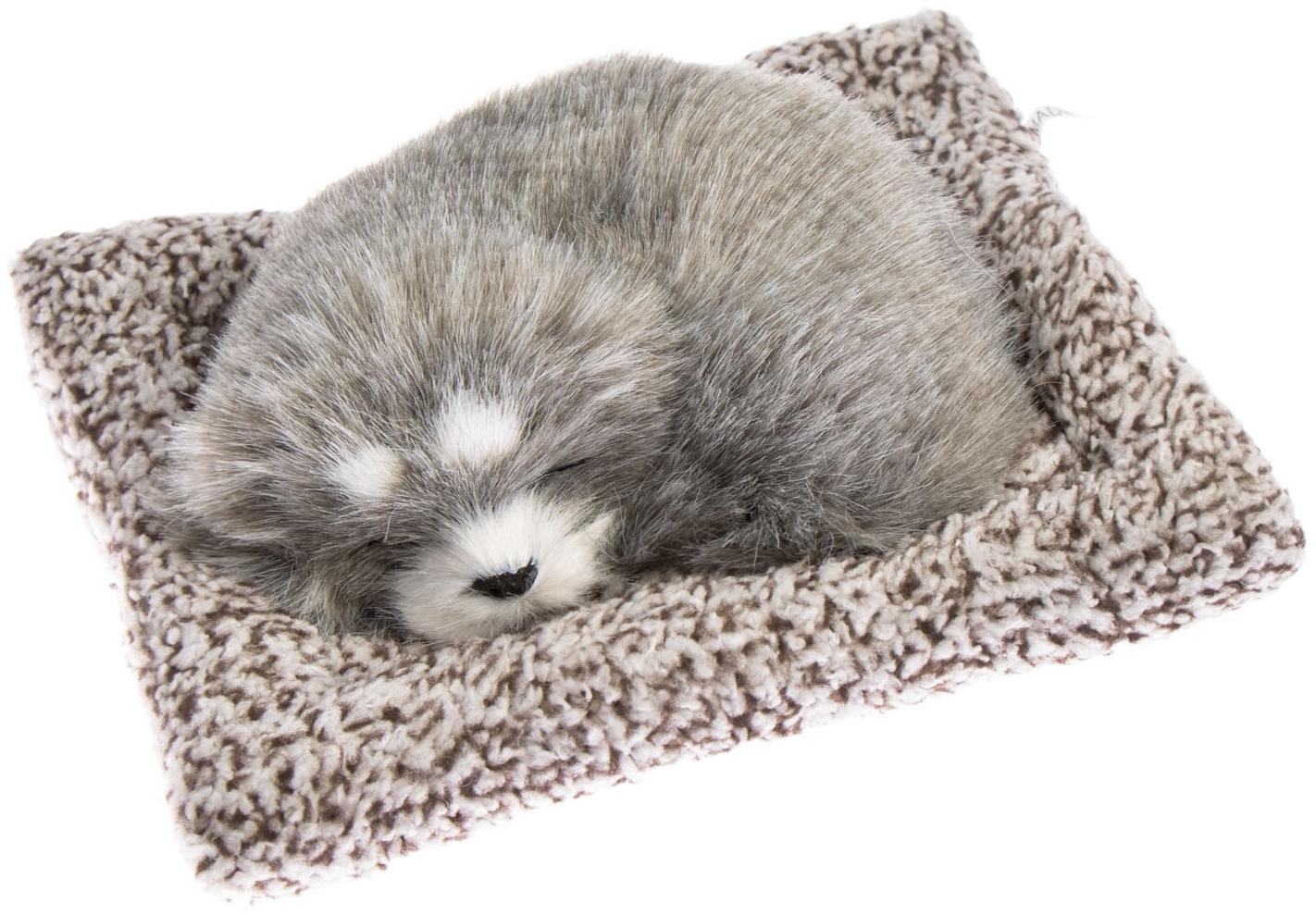 Игрушка на панель авто, собака на подушке, серый окрас