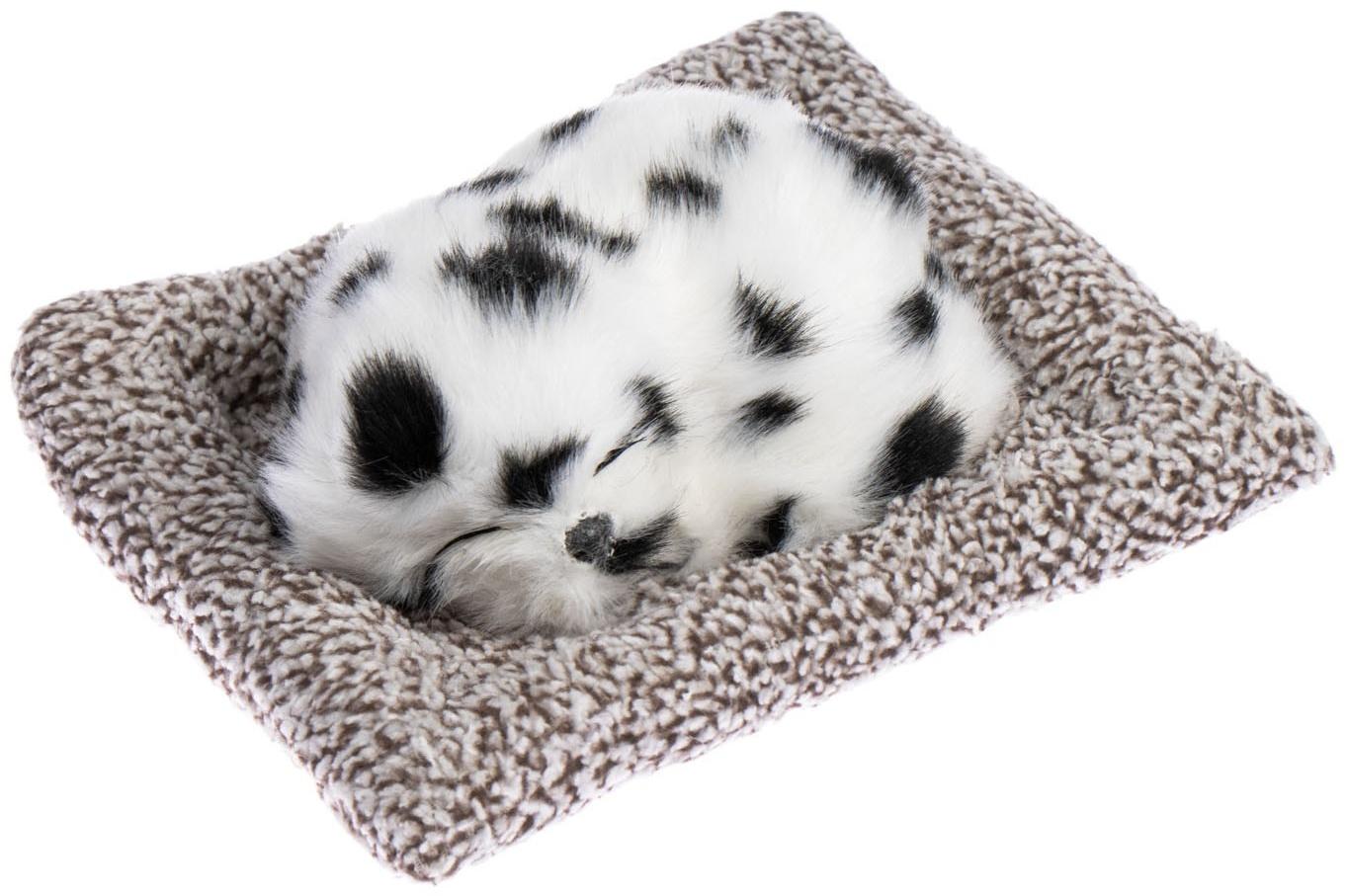 Игрушка на панель авто, собака на подушке, бело-черный окрас