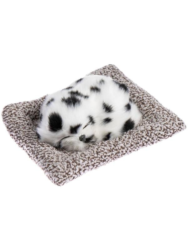 Игрушка на панель авто, собака на подушке, бело-черный окрас