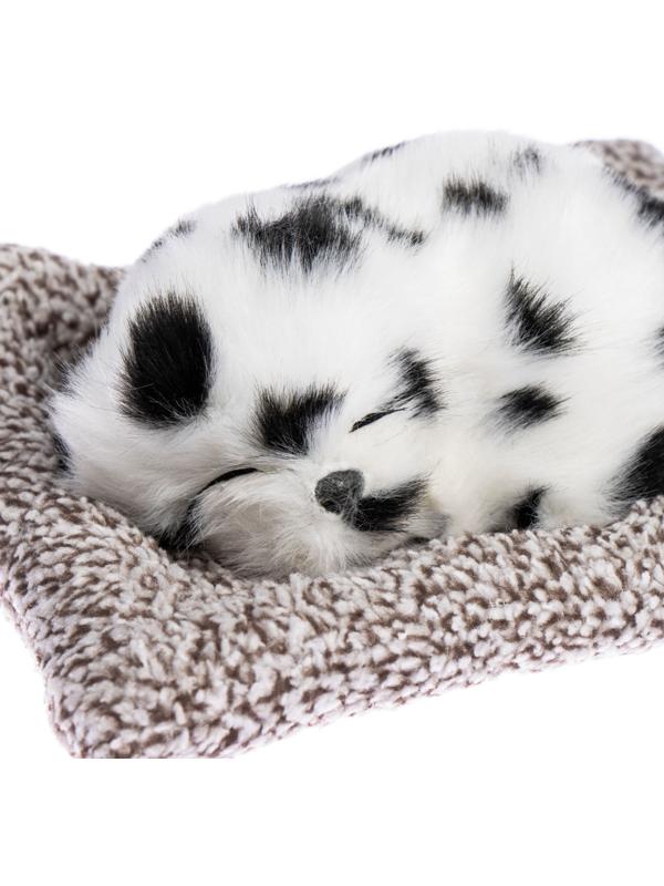 Игрушка на панель авто, собака на подушке, бело-черный окрас