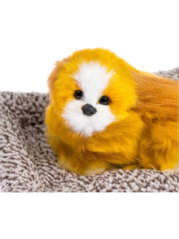 Игрушка на панель авто, собака на подушке, бело-рыжий окрас