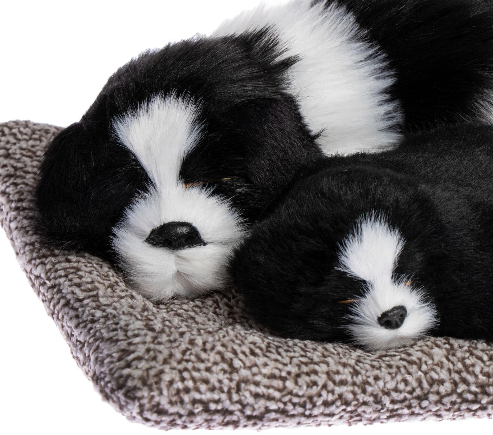 Игрушка на панель авто, собаки на подушке, бело-черный окрас