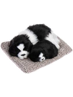 Игрушка на панель авто, собаки на подушке, бело-черный окрас