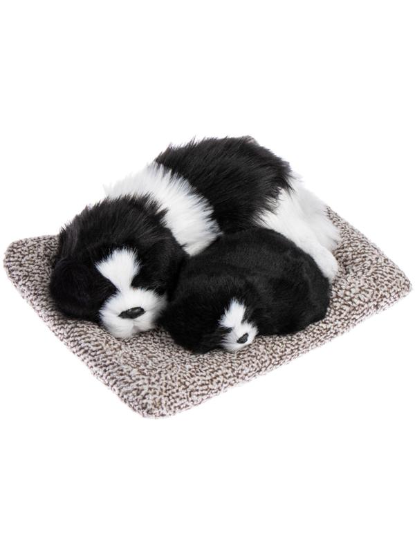 Игрушка на панель авто, собаки на подушке, бело-черный окрас