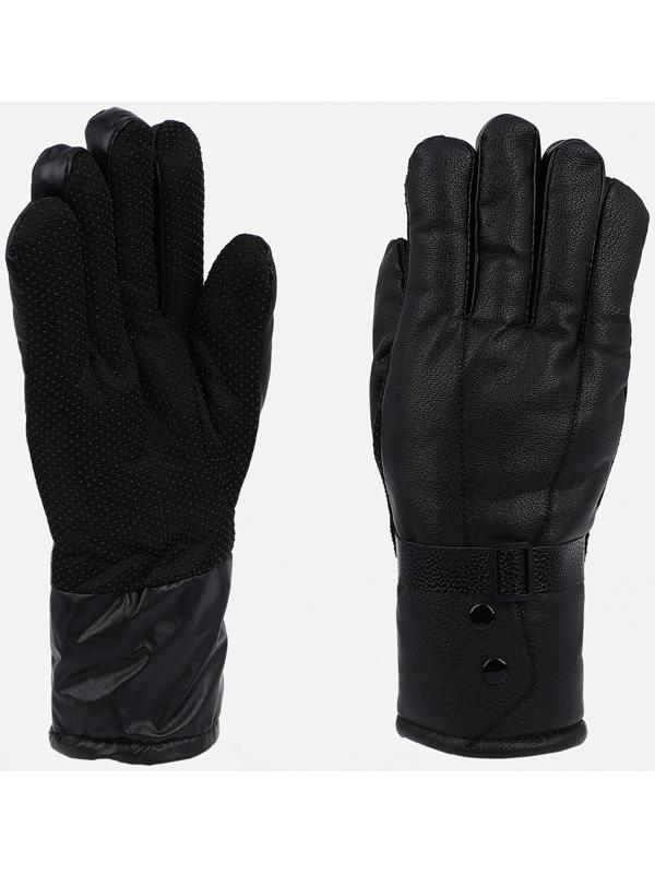 Перчатки мужские, безразмерные, с утеплителем, цвет чёрный