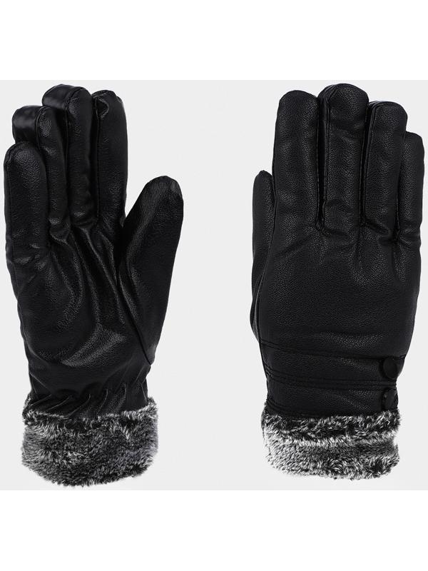 Перчатки мужские, безразмерные, с утеплителем, цвет чёрный