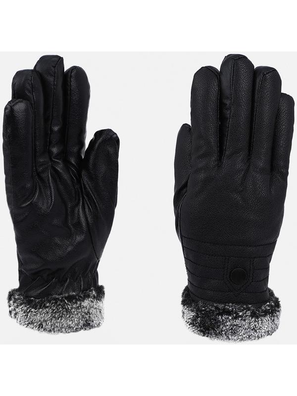 Перчатки мужские, безразмерные, с утеплителем, цвет чёрный