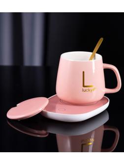 Кружка с подогревом LSK-1501, от USB, 16 Вт, розовая