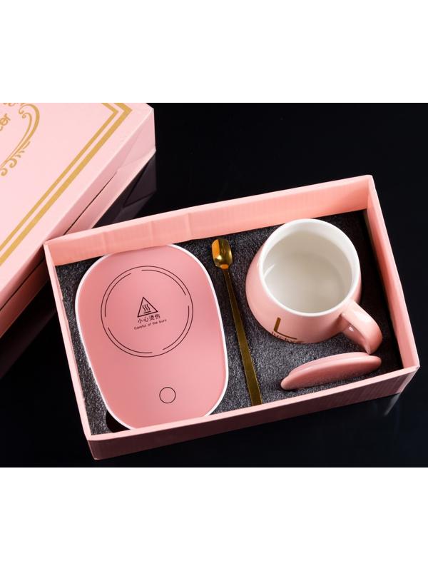 Кружка с подогревом LSK-1501, от USB, 16 Вт, розовая