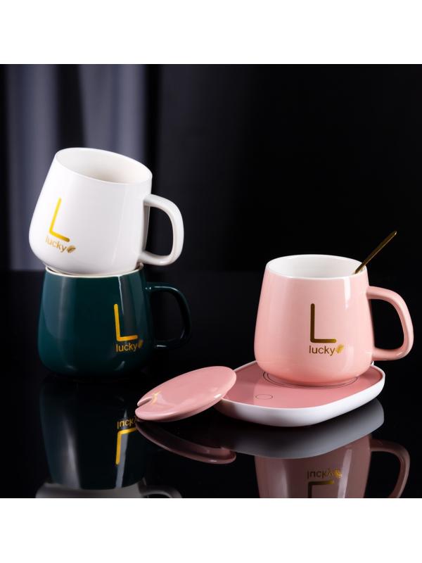 Кружка с подогревом LSK-1501, от USB, 16 Вт, розовая